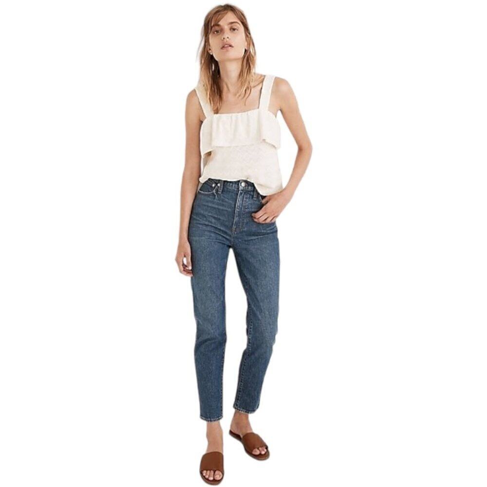 Madewell Cream Flounce Neckline Sleeveless Square Neck Ruffled Tank Top Size XS